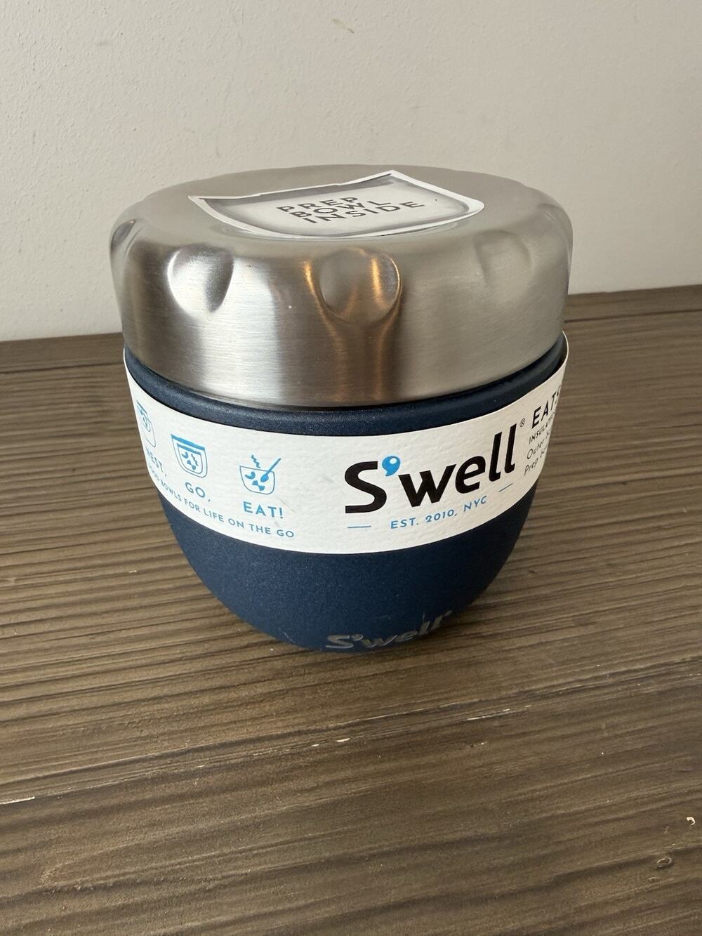 Swell Eats 16oz Stainless Steel Food Bowl Vacuum Insulated Blue NEW